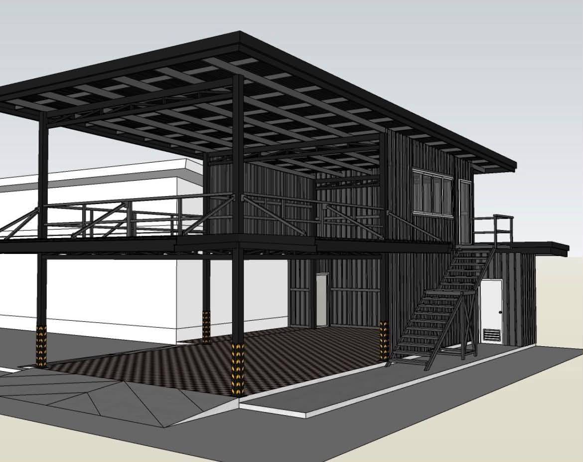 แบบ 3D Perspective อาคารสำนักงาน 2 ชั้นโครงสร้างเหล็ก